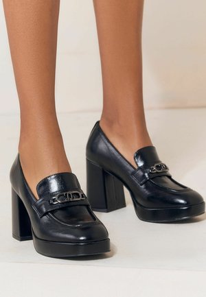 Lipsy, REGULAR FIT - PLATFROM HIGH HEELED BRANDED TRIM WORKWEAR LOAFERS - Højhælede pumps - black