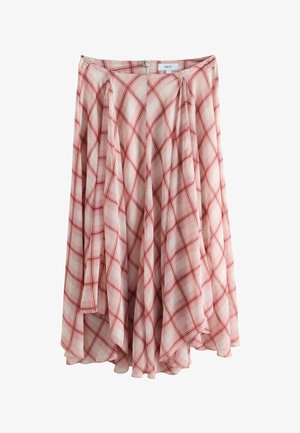 Next, REGULAR FIT - GODET MIDI SKIRT . - sukňa v tvare A - pink ecru check