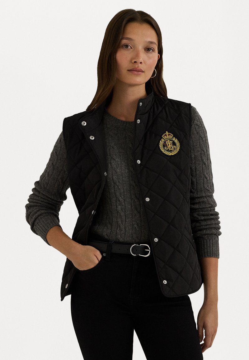 Lauren Ralph Lauren CREST PATCH QUILTED MOCKNECK VEST - Väst - black/black