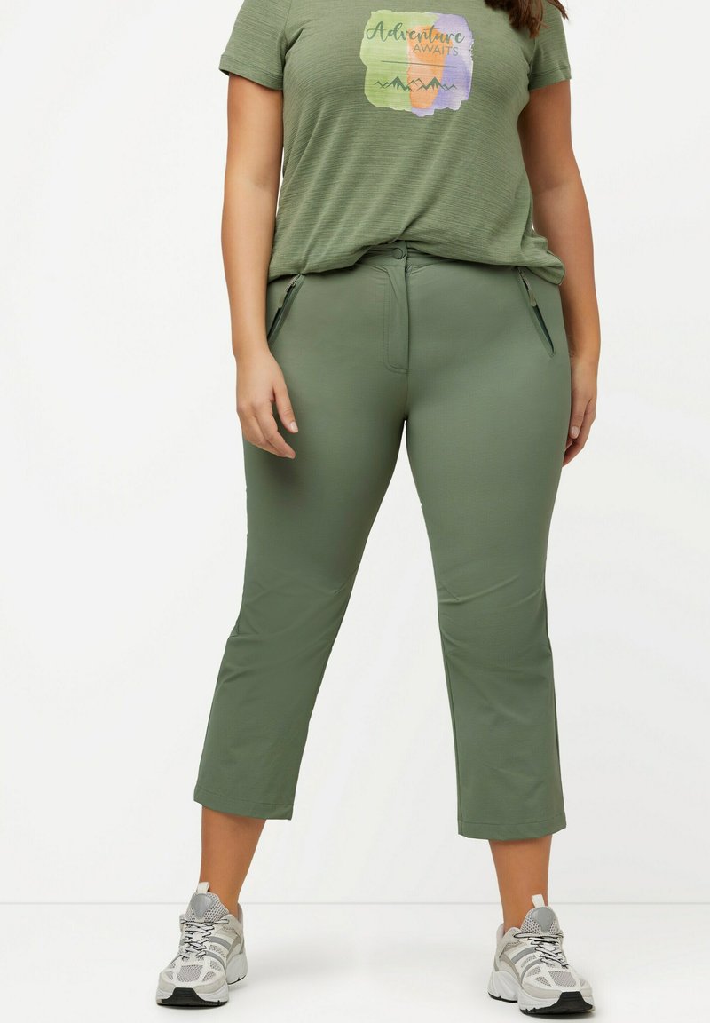Ulla Popken 7/8-FUNKTIONSHOSE SCHNELLTROCKNEND KOMFORTBUND - Kalhoty - khaki