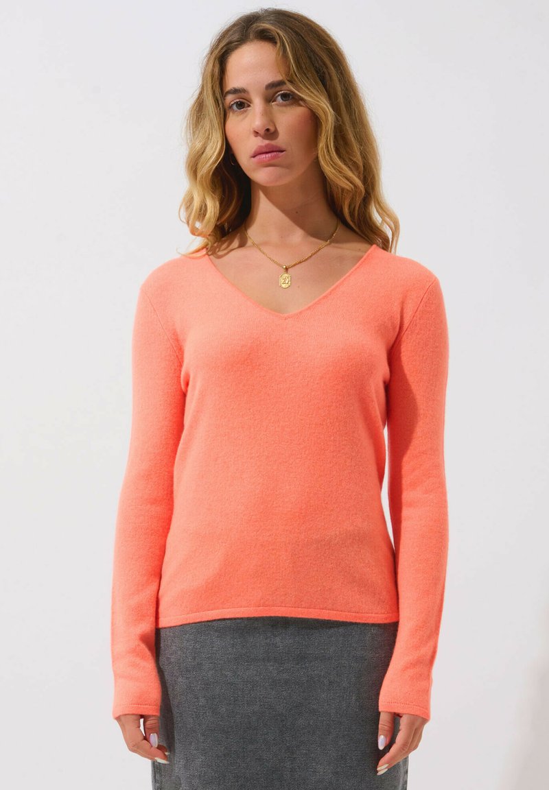 Authentic Cashmere Strickpullover - neon orange