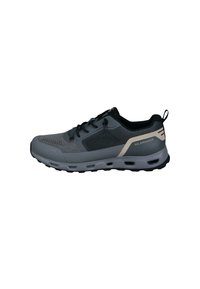 Grey and black breathable athletic sneaker with lace-up closure, thick sole, and "Salamander" branding on the heel side.