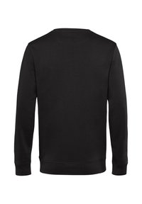 Zwarte sweatshirt, lange mouwen, ronde halslijn, gemaakt van zachte stof, met een geribbelde zoom en manchetten. Schone, naadloze achterkant.