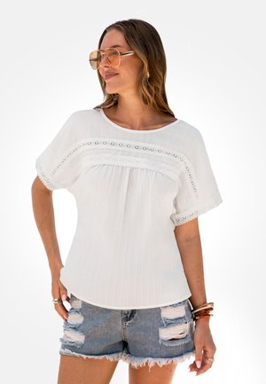 Cupshe, CHIC EYELET EMBROIDERED BOHO COVER UP - Blusa - white