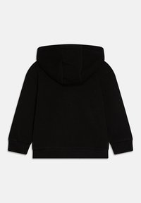 Felpa con cappuccio nera realizzata in tessuto morbido. Presenta un ampio cappuccio, polsini e orlo a costine. Design semplice e pulito senza loghi visibili.