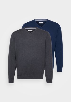 2 PACK - Jumper - dark blue/mottled dark grey