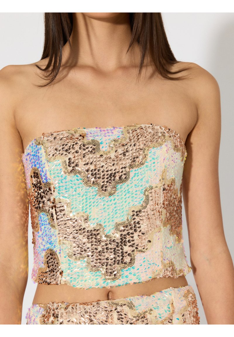 SOMETHINGNEW SNBABE TUBE SEQUIN CORSET - Μπλούζα - moonstone