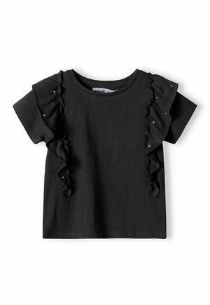 FRILLED SHORT SLEEVE - Basic T-shirt - black