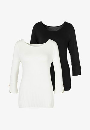 3/4-ARM 2 PACK - T-shirt à manches longues - creme/schwarz