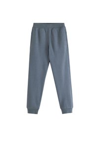 Grijze sweatpants gemaakt van zachte stof, met een elastische tailleband, zijzakken en geribde manchetten voor een relaxte pasvorm.