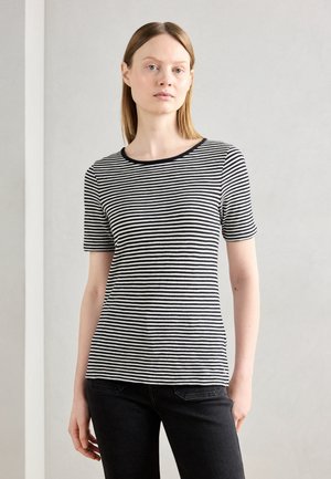 SHORT SLEEVE ROUND NECK STRIPED - T-shirt imprimé - black