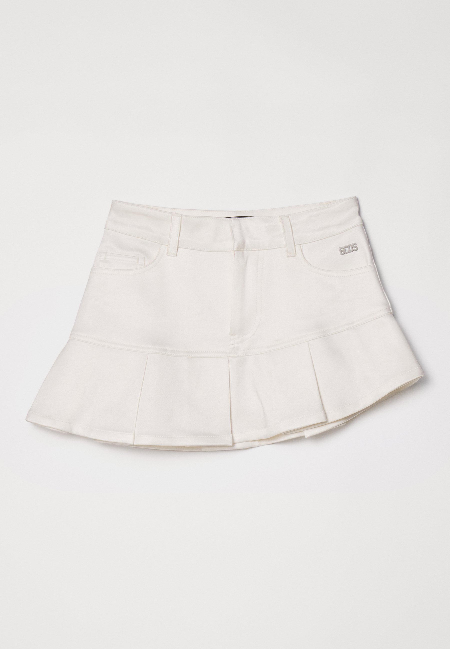 GCDS PLEATED SKIRT - Mini skirt - off white/off-white