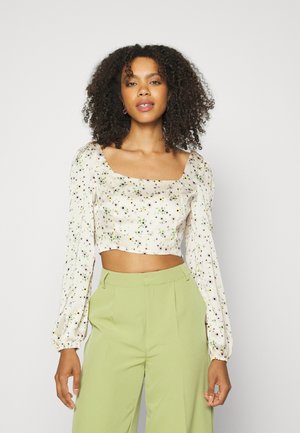 SQUARE NECK WITH LONG SLEEVES - Blus - cream lilac