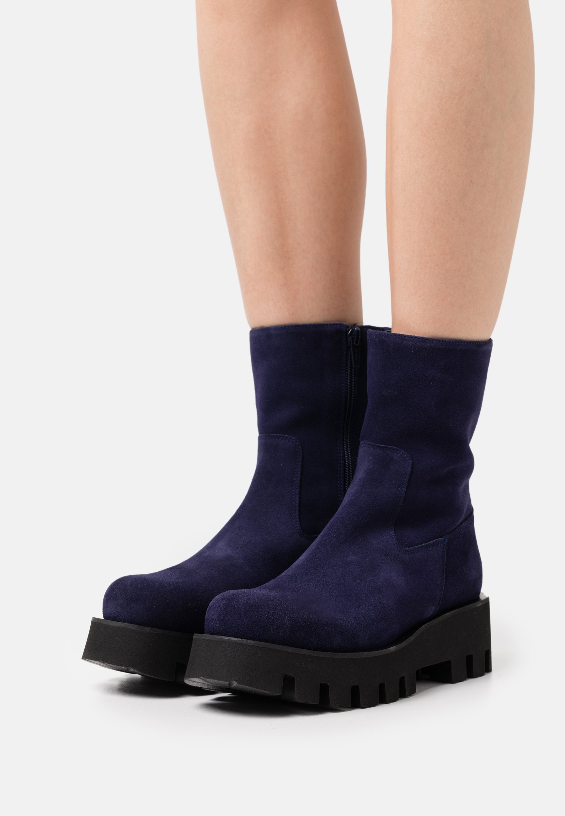 navy platform boots