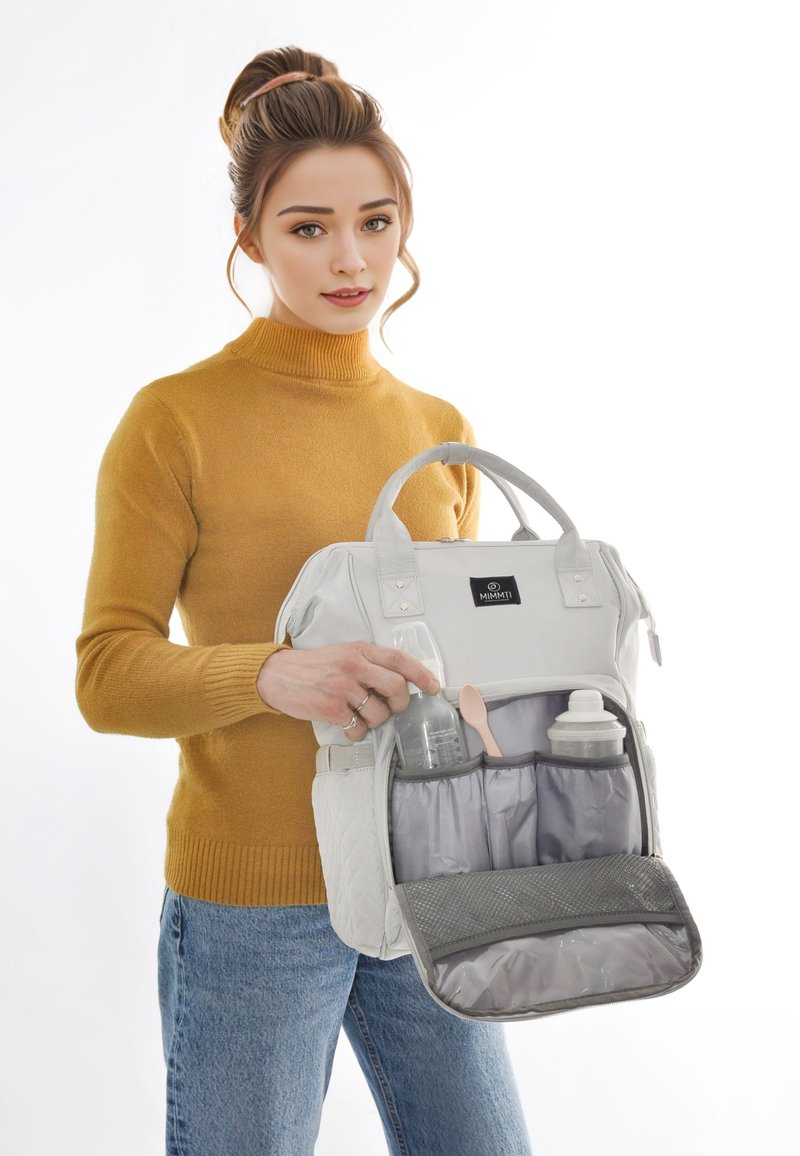 Mimmti DIAPERBAG BACKPACK MIMMTI | BABY BAG | NURSING BAG - Borsa fasciatoio - light grey