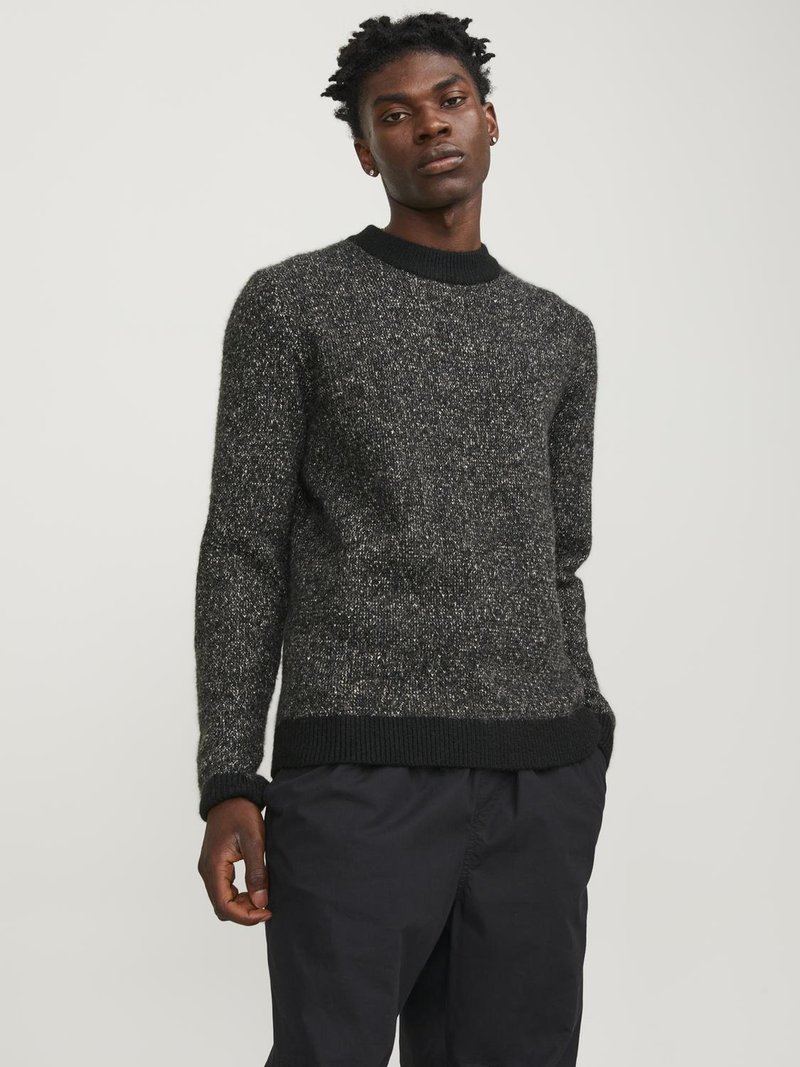 Jack & Jones - JCOSPACE MOCK NECK - Strickpullover - black/peyote neps, Vergrößern