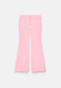 Roze uitlopende sweatpants gemaakt van zachte stof, met een trekkoord in de taille en kantafwerking aan de onderkant, met een logodetail boven de knie.