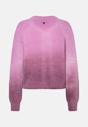 Ombre sweater in shades of pink to purple, made of soft fabric. Features a round neckline and a round logo at the back.