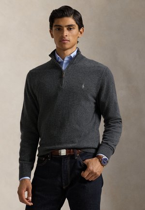 Polo Ralph Lauren, WOOL QUARTER-ZIP SWEATER - Pulover - dark charcoal heather