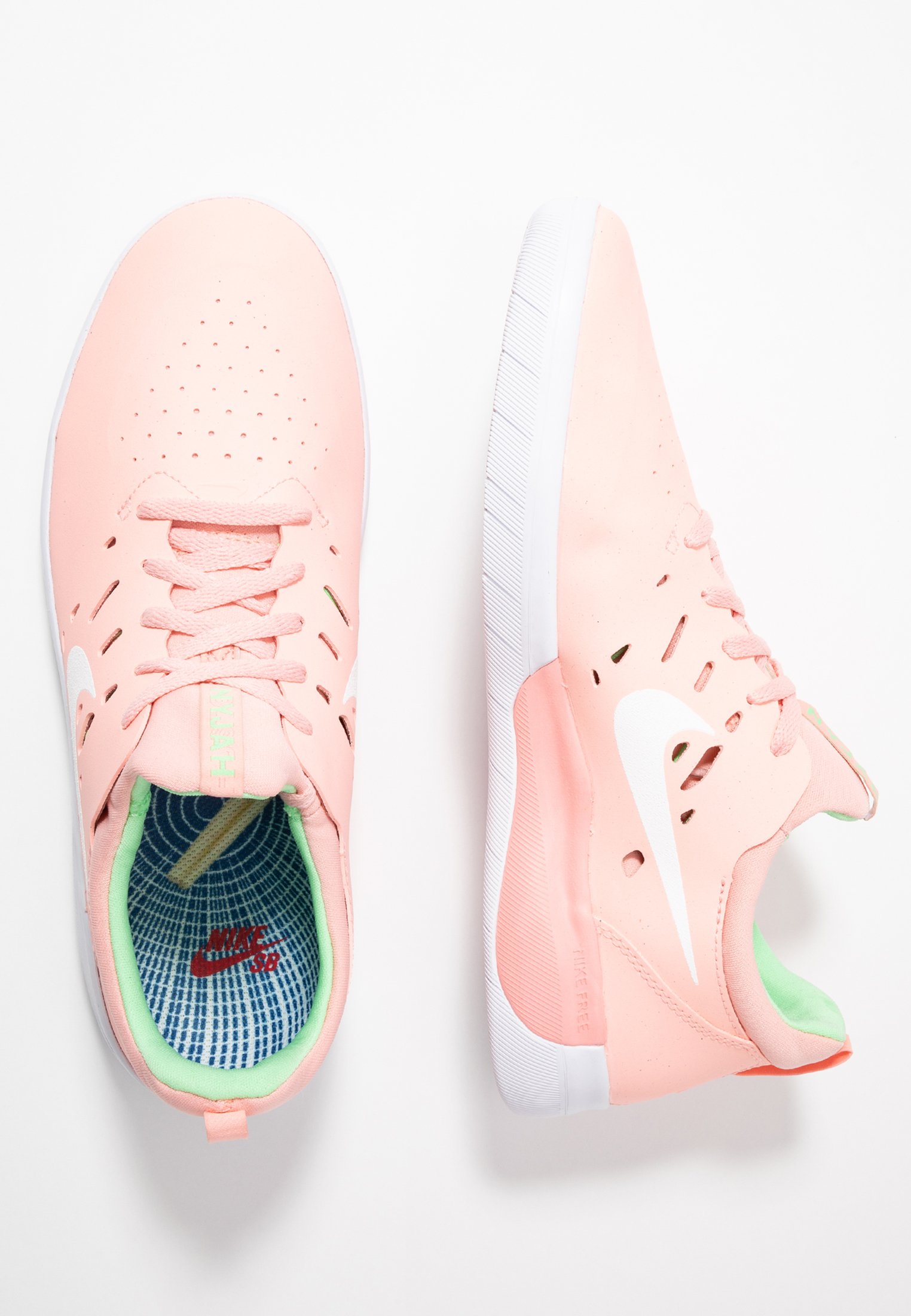 Nike SB NYJAH FREE - Skateschoenen - bleached coral/white/aphid  green/donkerroze - Zalando.nl