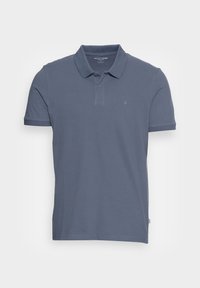 Polo en coton bleu foncé avec un col classique, des manches courtes et un petit logo brodé sur la poitrine.