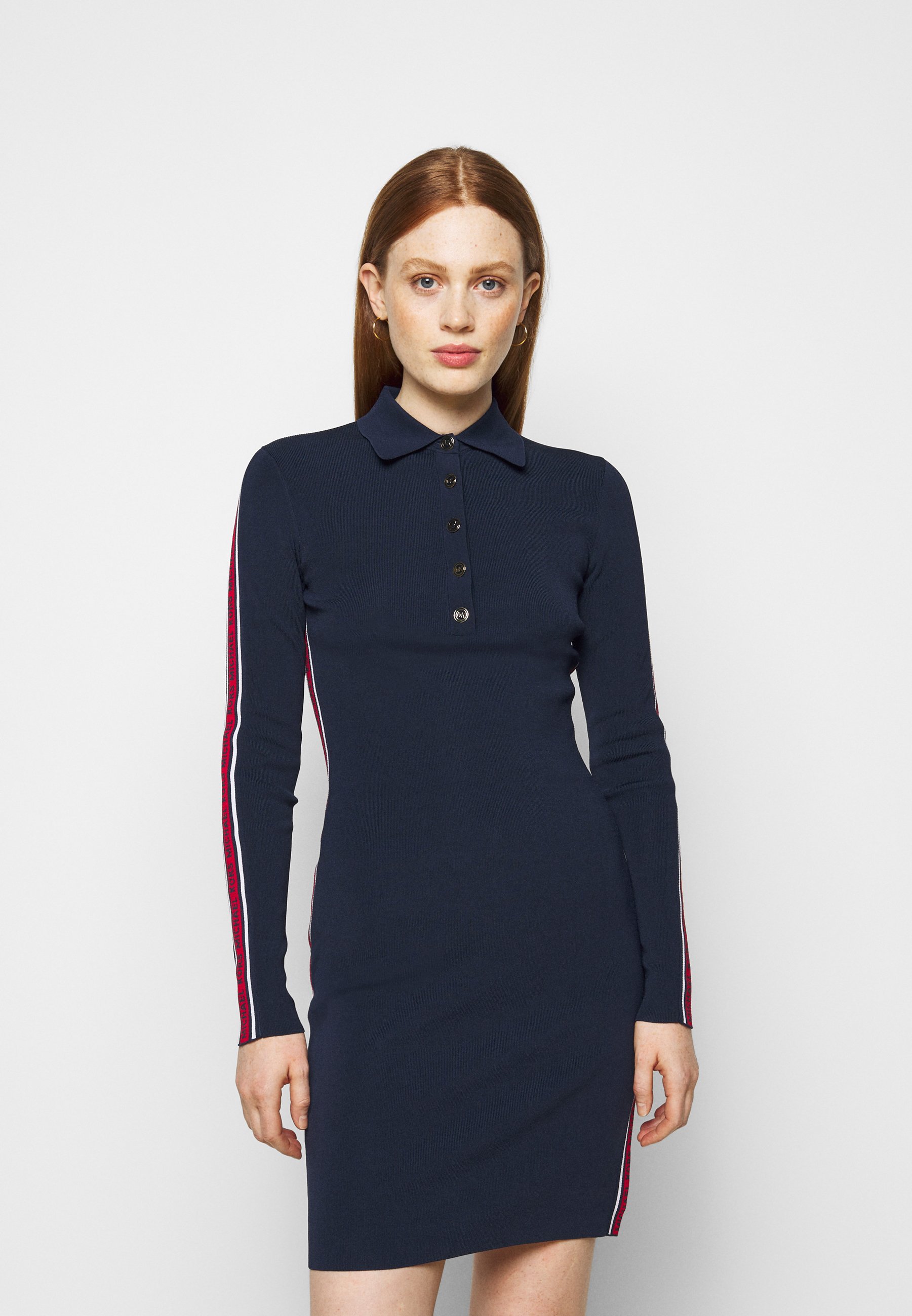 MICHAEL Michael Kors LOGO TAPE SPLIT HEM DRESS - Tubino - midnightblue/blu  scuro - Zalando