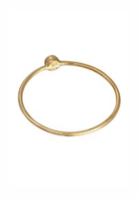 Kullatud käevõru, millel on sile, ümmargune riba ja sfääriline aktsent. Kiire tõend metallist puhtusastme ja brändi kohta.