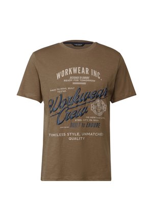 Street One MEN, MIT WORDING - T-Shirt print - braun