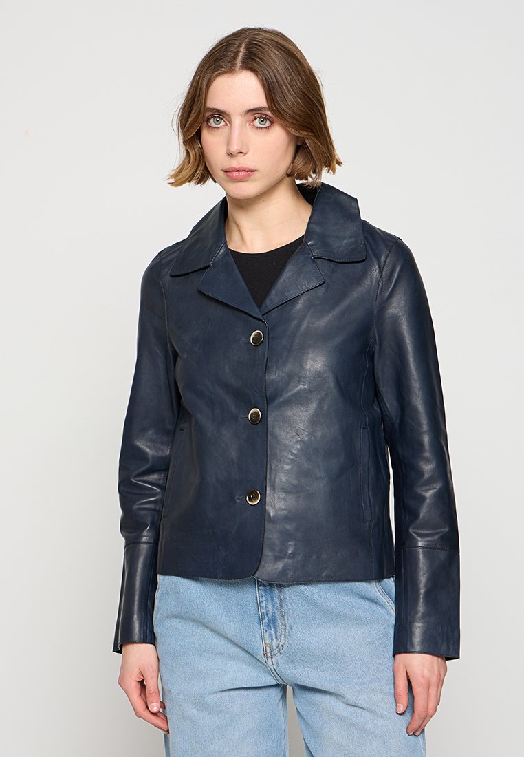 Oakwood Leren jas donkerblauw Oakwood Leren jas donkerblauw