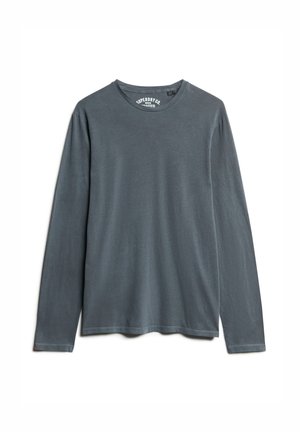Langsleeve, crew-neckshirt van zacht, donkergrijs katoen. Heeft een eenvoudige ontwerp en subtiele stiksels bij de mouwen en de zoom.
