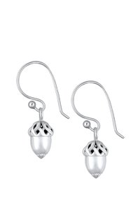 Søløreringe med aktustikformede, hvid perle perler med indviklede gitterværkslåg og krogfaste. Glat og poleret finish.