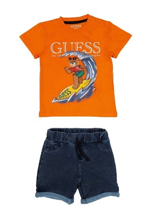 COMPLETO - Shorts di jeans - arancione blu
