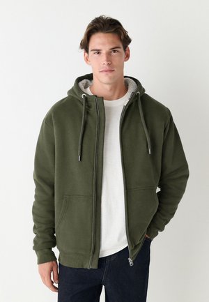 REGULAR FIT - BORG - Sweatjacke - khaki green