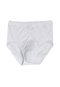 Slip bianchi in cotone con una cintura morbida, caratterizzati da un design a vita media, aperture per le gambe e una tasca frontale per il massimo comfort.