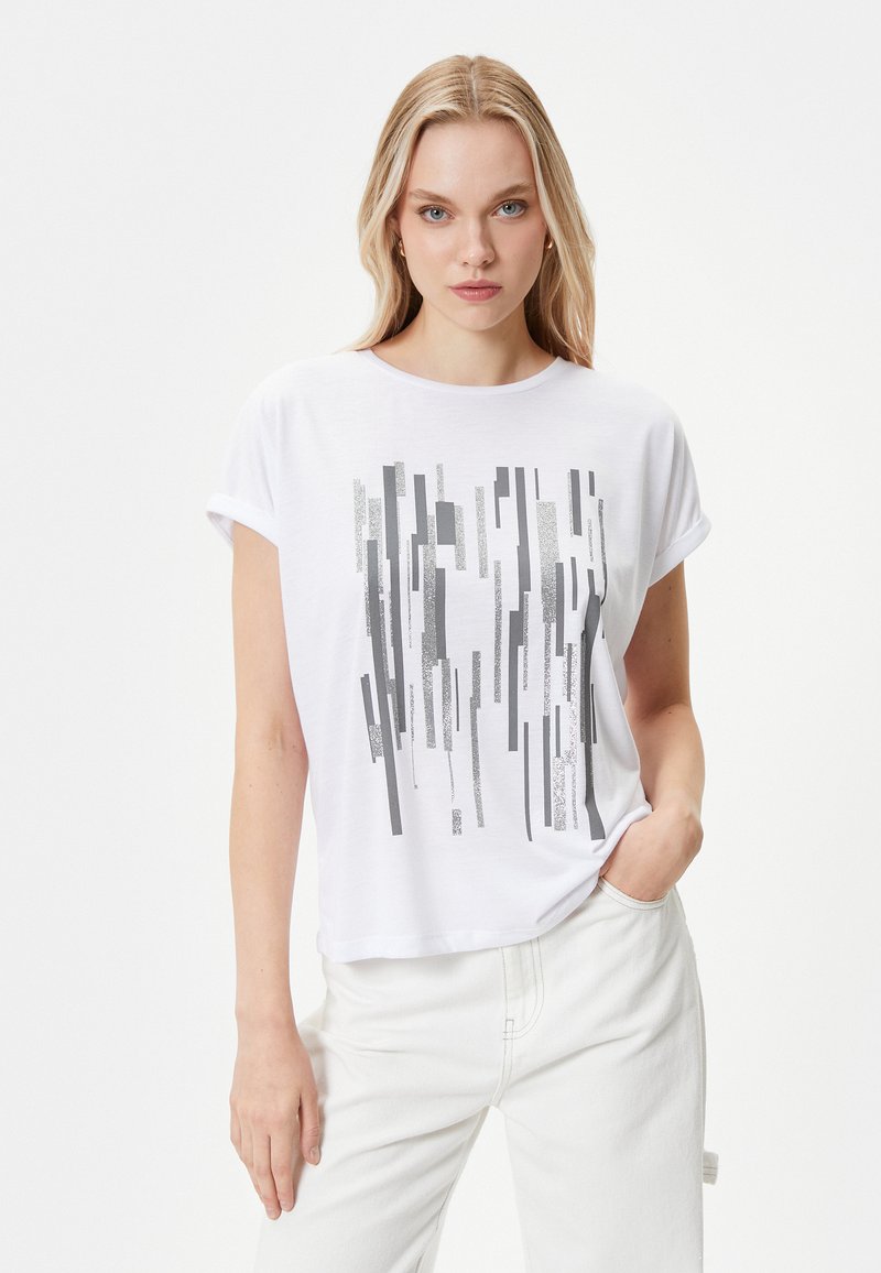 T-shirt Stampa Donna Koton | Girocollo A Maniche Corte | Colore Antracite (931) | Taglia L | Cotone Morbido, Lavabile In Lavatrice - 2