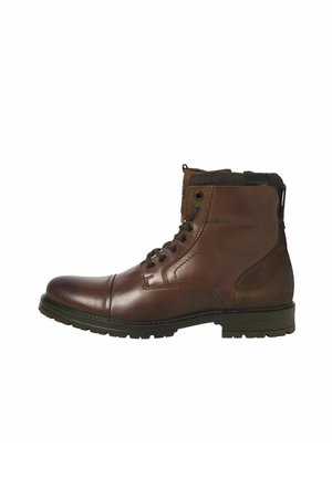 Lace-up ankle boots - cognac