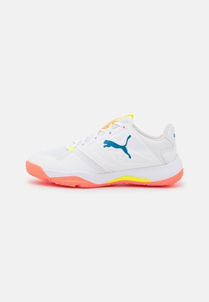 ACCELERATE TURBO JR UNISEX - Scarpe da pallamano - white/mykonos blue/neon citrus/yellow alert