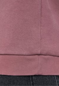 Felpa in misto cotone di colore malva con orlo a coste e una texture morbida, caratterizzata da un design semplice e senza cuciture. Adatta per un abbigliamento casual.