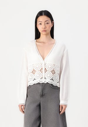 ONLNADIA V NECK MIX - Button-down blouse - cloud dancer