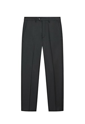 Massimo Dutti, Mid-waist cropped wide-leg jeans - Pantaloni eleganti - dark grey