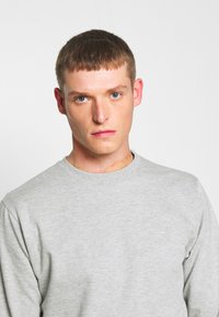 Grå sweatshirt lavet af en bomuldsblanding, med rund halsudskæring og lange ærmer. Diskret logo på brystet.
