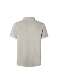 Polo à manches courtes gris clair montré de dos avec un col standard et un design uni.