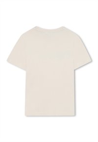Short-sleeve t-shirt in off-white cotton, featuring a crew neck, smooth texture, and a simple back design without additional embellishments.