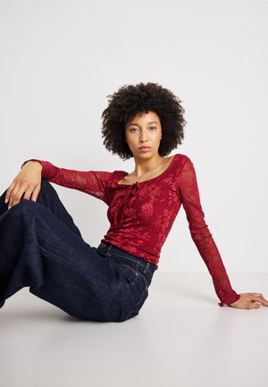 SCOOP NECK - Μπλούζα με μακριά μανίκια - pomegranate