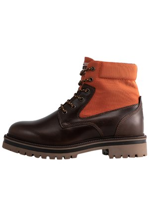 PALROCK - Lace-up ankle boots - dk brown/orange