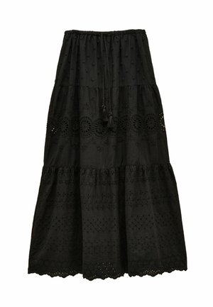 REGULAR FIT - BRODERIE TIERED - sukňa v tvare A - black