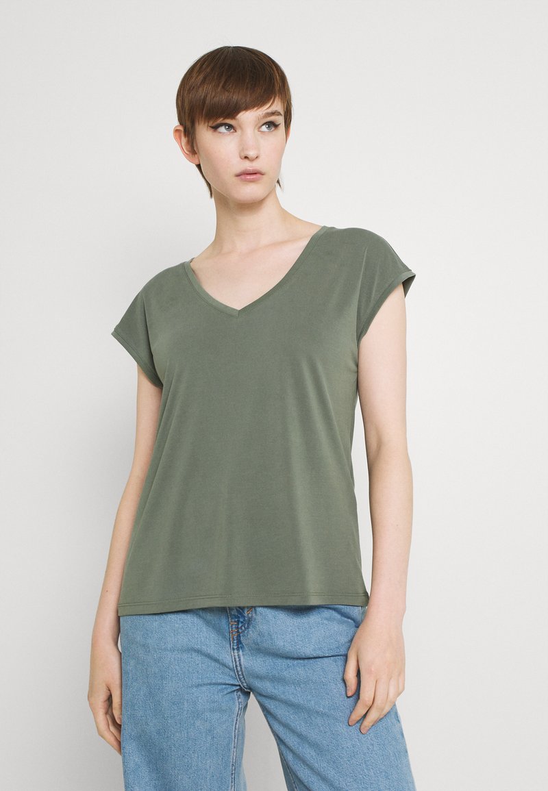 Vero Moda VMFILLI V NECK TEE TShirt basic laurel wreath/grün