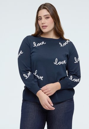 MAGLIA CON RICAMO LOVE - Striktrøje - blu