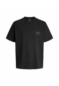 Sort bomulds T-shirt med rund hals. Har et lille, hvidt trykt logo med teksten "ORIGINALS Studio" på den øverste venstre side. Korte ærmer.