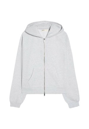 Bershka, ZIP-UP PLUSH HOODED JACKET - Sweat zippé - dark grey
